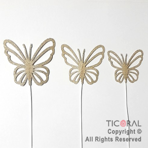 CAKE TOPPER MARIPOSA GIBRE BEIGE CON PINCHE X 10 UNIDADES